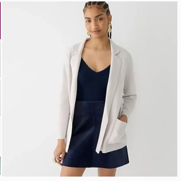 J Crew Eloise Open Sweater Blazer XS Heather Dove EUC Merino Wool Blend BA552 - Picture 1 of 8